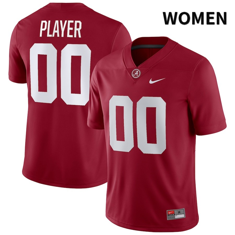 Alabama Crimson Tide Women's Custom #00 NIL Crimson 2022 NCAA Authentic Stitched College Football Jersey UX16Z25QF